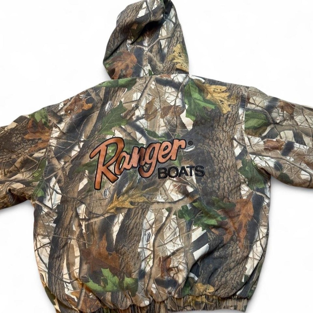 Vintage Ranger Boats The Game Camo Hooded outdoor jacket Size XL